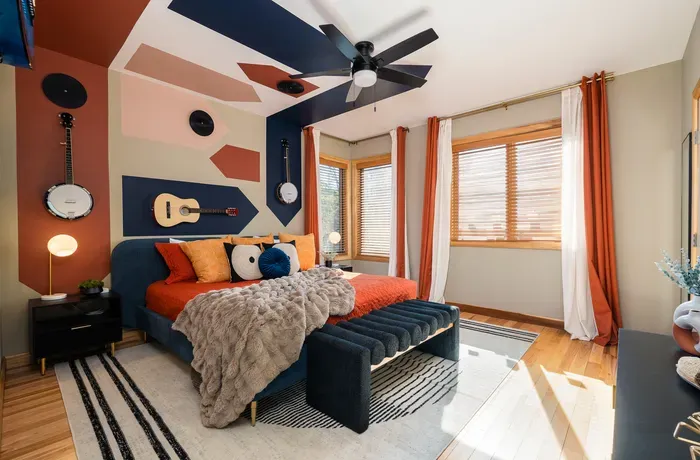 The friend-cohort room on the lower level, set away from the rest of the house. You get a king bed, a door you can close, and the kind of quiet that turns a weekend into actual rest.
