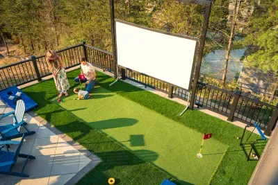 Private deck with putting green & outdoor movie screen