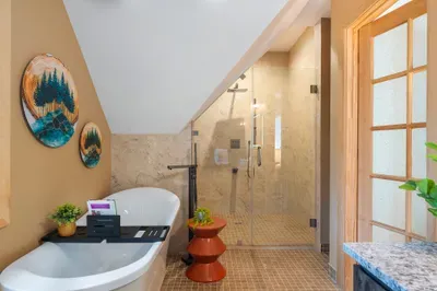 End the day with a soak, then move straight to the shower when the group is ready for dinner or another night outside.