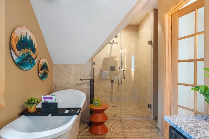 End the day with a soak, then move straight to the shower when the group is ready for dinner or another night outside.