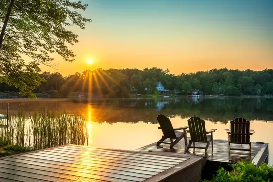 Start your day with breathtaking sunrise views from the private dock — a peaceful lakeside spot to sip coffee and watch the world wake up.