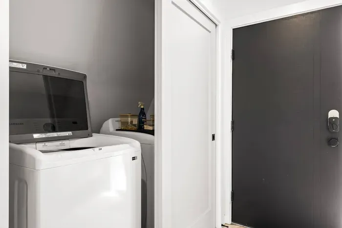 Convenient in-home laundry with washer and dryer available for guest use—perfect for longer stays or freshening up after lake adventures.