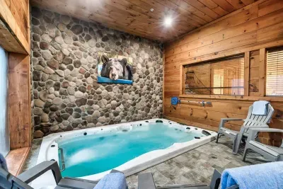 Indoor swimming pool located on the basement level!  Swim any day of the year! Room has locking door with key code access