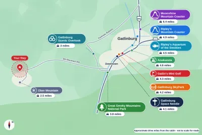 Nearby Attractions: Ober Mountain – 2.5 mi | Great Smoky Mountains National Park – 3 mi | Gatlinburg Scenic Overlook – 3 mi | Gatlinburg Space Needle – 3.5 mi | Ripley's Mountain Coaster – 3.5 mi | Gatlinburg SkyPark – 3.5 mi | Anakeesta – 4 mi and More!