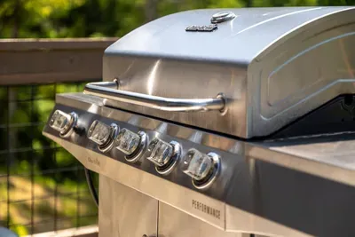 Full-size gas grill right on the deck, ready for burgers, steaks, or the whole cookout. Mountain air included at no charge.
