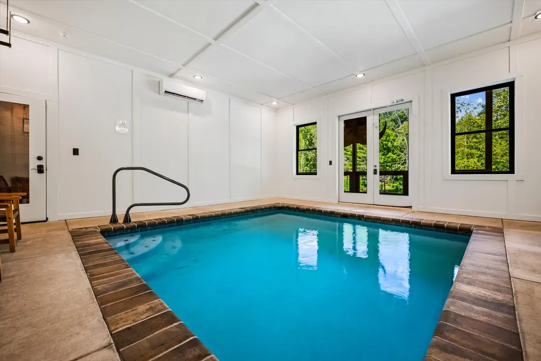 Private indoor heated pool — swim in July or January, rain or shine. The amenity that decides the booking for most families traveling with kids.