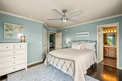 Roomy primary suite with its own bath through the door