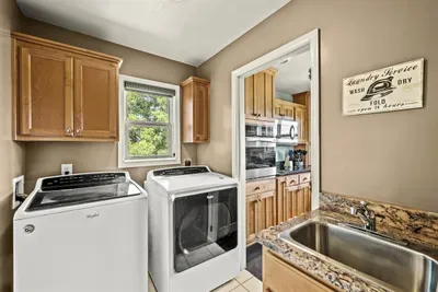 Full-size washer and dryer with counter space to fold