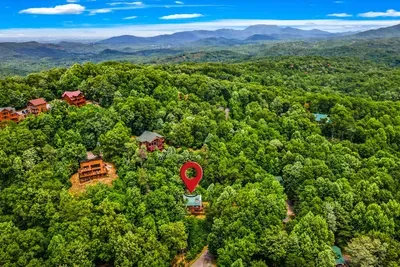 Sweeping Blue Ridge mountain views stretch for miles beyond your treetop cabin — this is the backdrop you'll wake up to every single morning.