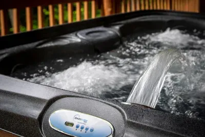 Jets churning, water rolling — this hot tub is built for the long, slow soak after a day on the trails. Tilt your head back, let the bubbles work, and watch the stars come out.