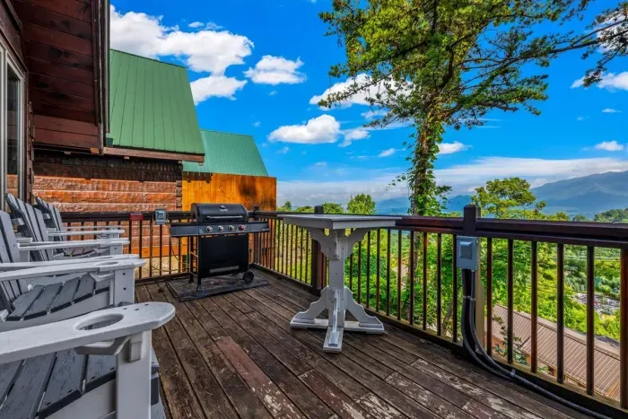 The outdoor space provides the perfect setting for a meal with a view.
