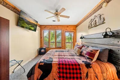 This peaceful bedroom is your perfect escape after a day of adventure.