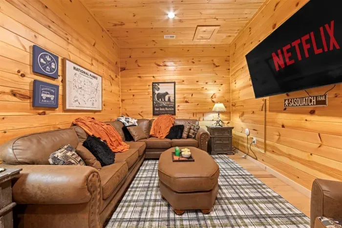 Smart TV and cozy seating make this a great spot for movie nights.