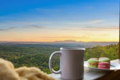 Morning vibes: coffee, snacks, and a view that never gets old.