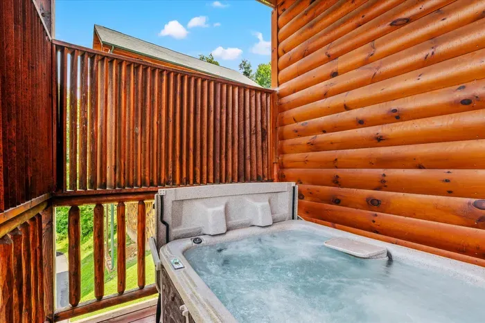 Hot tub on the covered deck, out of the weather