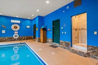 Indoor pool with a changing area right there