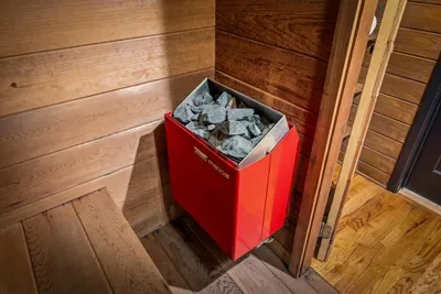 Cedar-lined sauna heated and ready whenever you are — no spa reservation, no drive, just your own private reset steps from the couch. Wellness on cabin time.