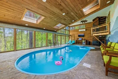 The ultimate vacation perk: your private heated pool with lounge chairs.