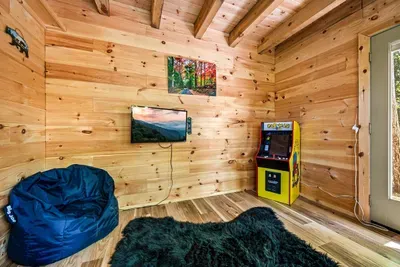 Game shack is a separate building that includes: electric heater, games, arcade, queen bed, TV--bring your own passwords and game consoles!
