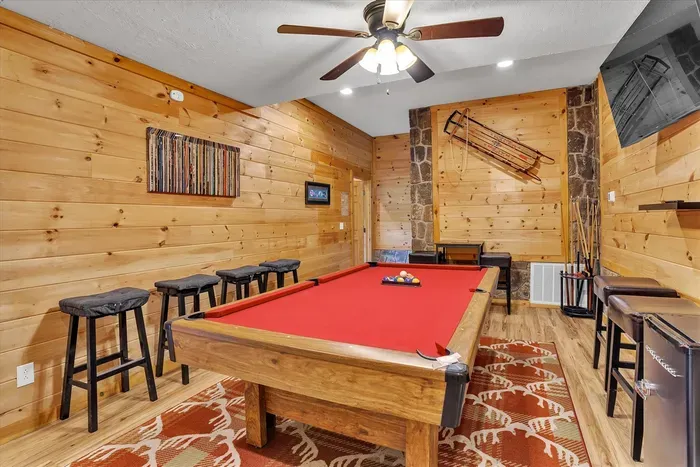 Pool table on the lower level for late-night fun 🎱