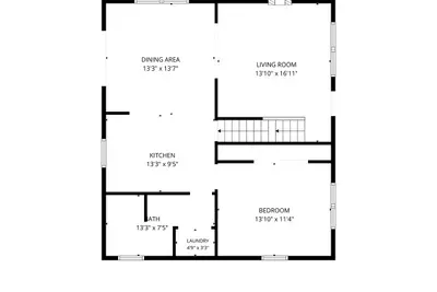 Main level: open kitchen, dining, living area, and a bedroom with laundry nearby. Everything you need on one floor, with room for the whole group.