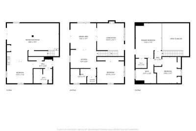 The full floor plan at a glance — multiple bedrooms, baths, and living areas across three levels. See exactly how your group will spread out before you book.