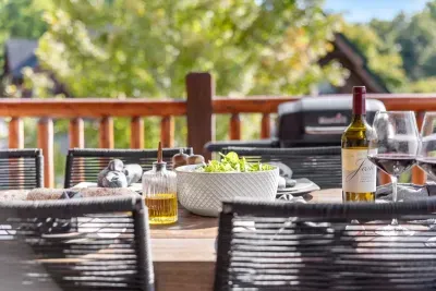 Get ready for a delicious meal! The BBQ grill and dining area are ready for you.