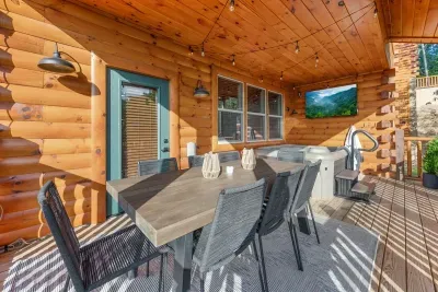 Enjoy a meal with a view on our deck, which features a dedicated outdoor dining area.