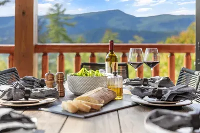 Enjoy your favorite meal while surrounded by the beauty of the mountains.