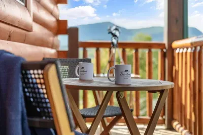 Peaceful balcony seating with breathtaking mountain scenery — your daily dose of calm.