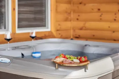 Unwind in the bubbling hot tub — perfect for couples, families, or friends to recharge together.