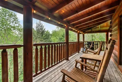 A true Smoky Mountain tradition — rocking chairs on the porch.