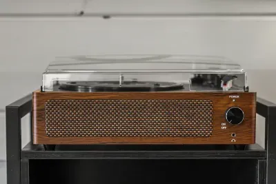 Put on a record and slow things down—one of the small cabin touches that makes an evening in feel special.
