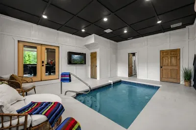 Rainy day, winter stay, or an afternoon at home—the private indoor pool keeps the fun right at the cabin.