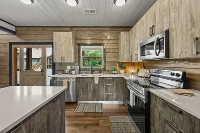 Full-size appliances, generous counter space, and an open layout make group meals easier.