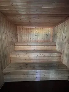 Dry sauna next to main hot tub open from 10am - 10pm