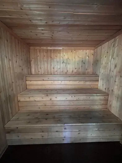 Dry sauna next to main hot tub open from 10am - 10pm