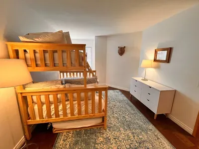 Guest bedroom 2 with a full sixed + Twin bunk bed and pullout mattress below.