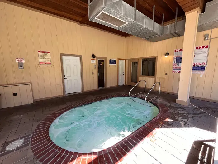 Main hot tub, sauna and changing rooms with showers.  Open from 10am to 10pm all year long.