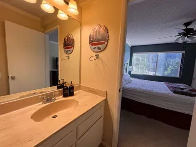 Downstairs Bathroom with Lockable door to Bedroom