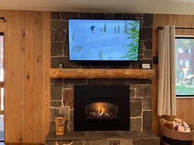 55" smart TV and gas fireplace