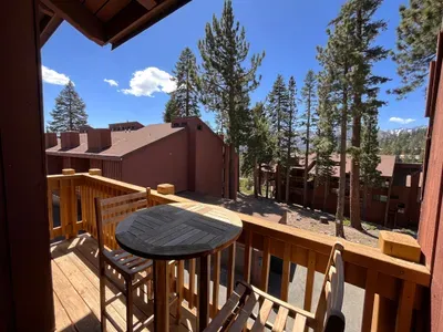 Private deck with stunnig view of the Sherwins.  Best sport in the codo for your morning cup of coffee!!