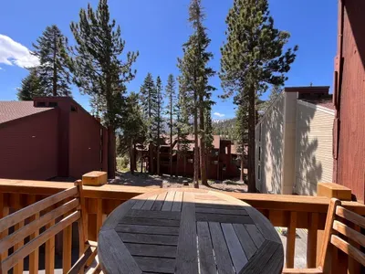 Private deck with stunnig view of the Sherwins.  Best sport in the codo for your morning cup of coffee!!