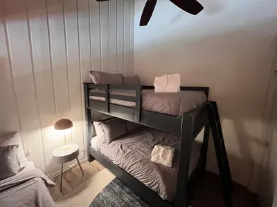 Full sized bunkbed in loft.