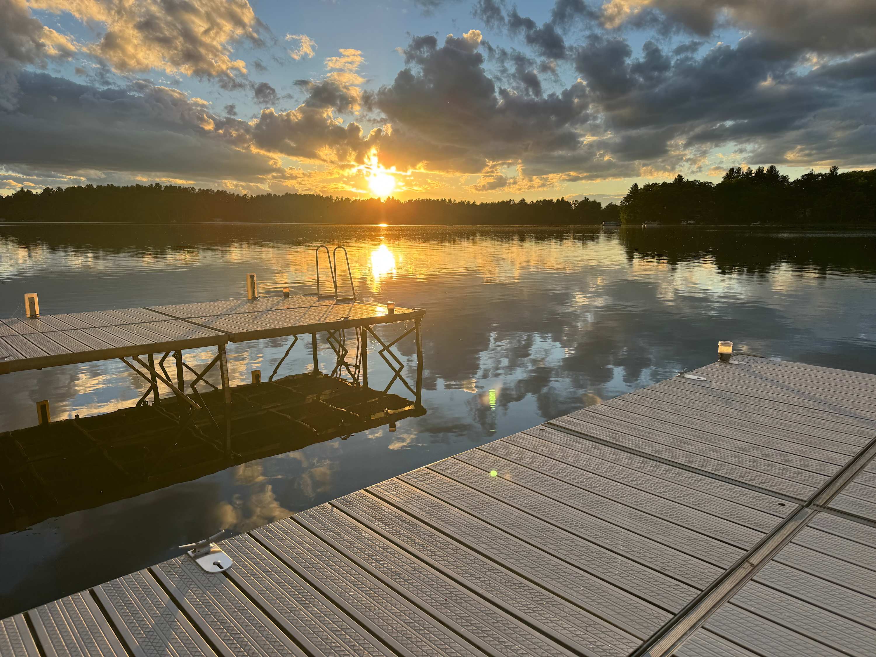 Private dock for multiple boats and secluded viewing point off the end of the peninsula with fantastic sunset and sunrise views.