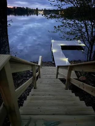 Lakeside #1 offers a private dock that is not only functional during the day, but well lit for safety and nighttime boat docking.