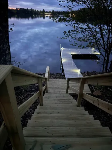 Lakeside #1 offers a private dock that is not only functional during the day, but well lit for safety and nighttime boat docking.
