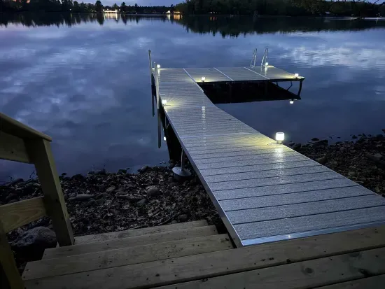 Lakeside #1 offers a private dock that is not only functional during the day, but well lit for safety and nighttime boat docking.