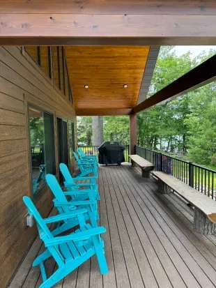 New build w/lake views from all levels! 3k+ sq.ft, 4bdrm / 3bath / twin beds (4) Sleeping Loft, ramp access, covered wrap-around deck, finished lower-level walk out to the fire-pit area and path to private boat dock, and views of sunrise and sunset.