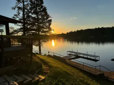 Summer sunset view from fire pit and bbq area